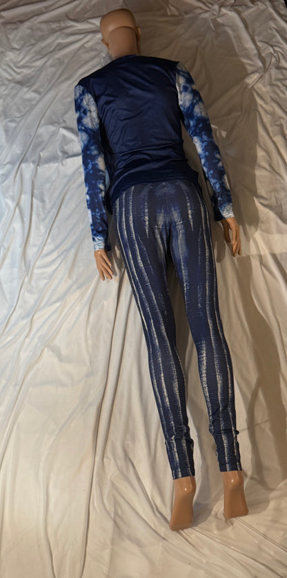 Blue tie dye jeans pattern,Women&