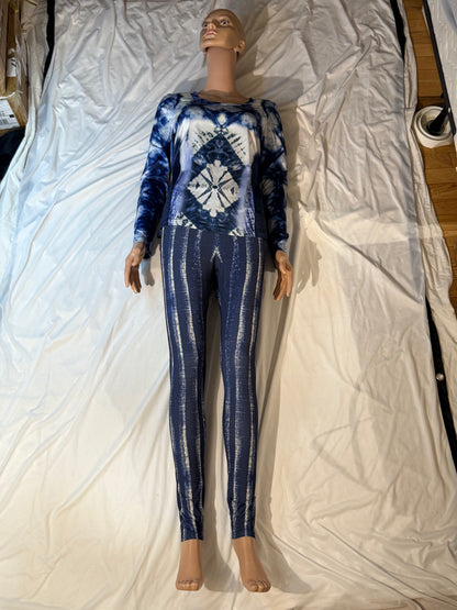 Blue tie dye jeans pattern,Women&