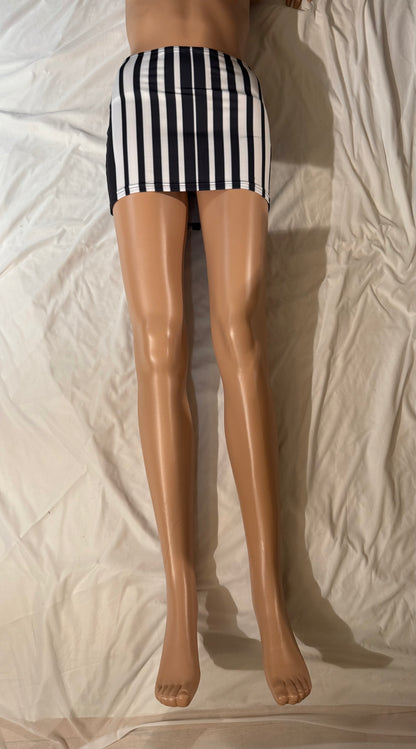 3D White Lines, Lower Waist. Mini Skirt - Versatile Fashion for Every Occasion