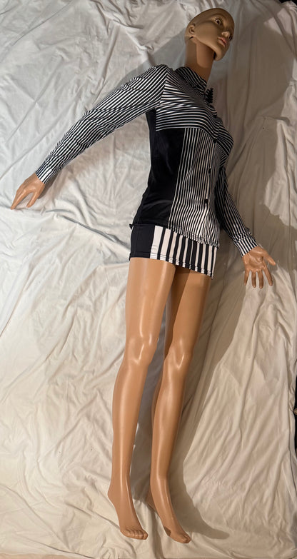 3D White Lines, Lower Waist. Mini Skirt - Versatile Fashion for Every Occasion