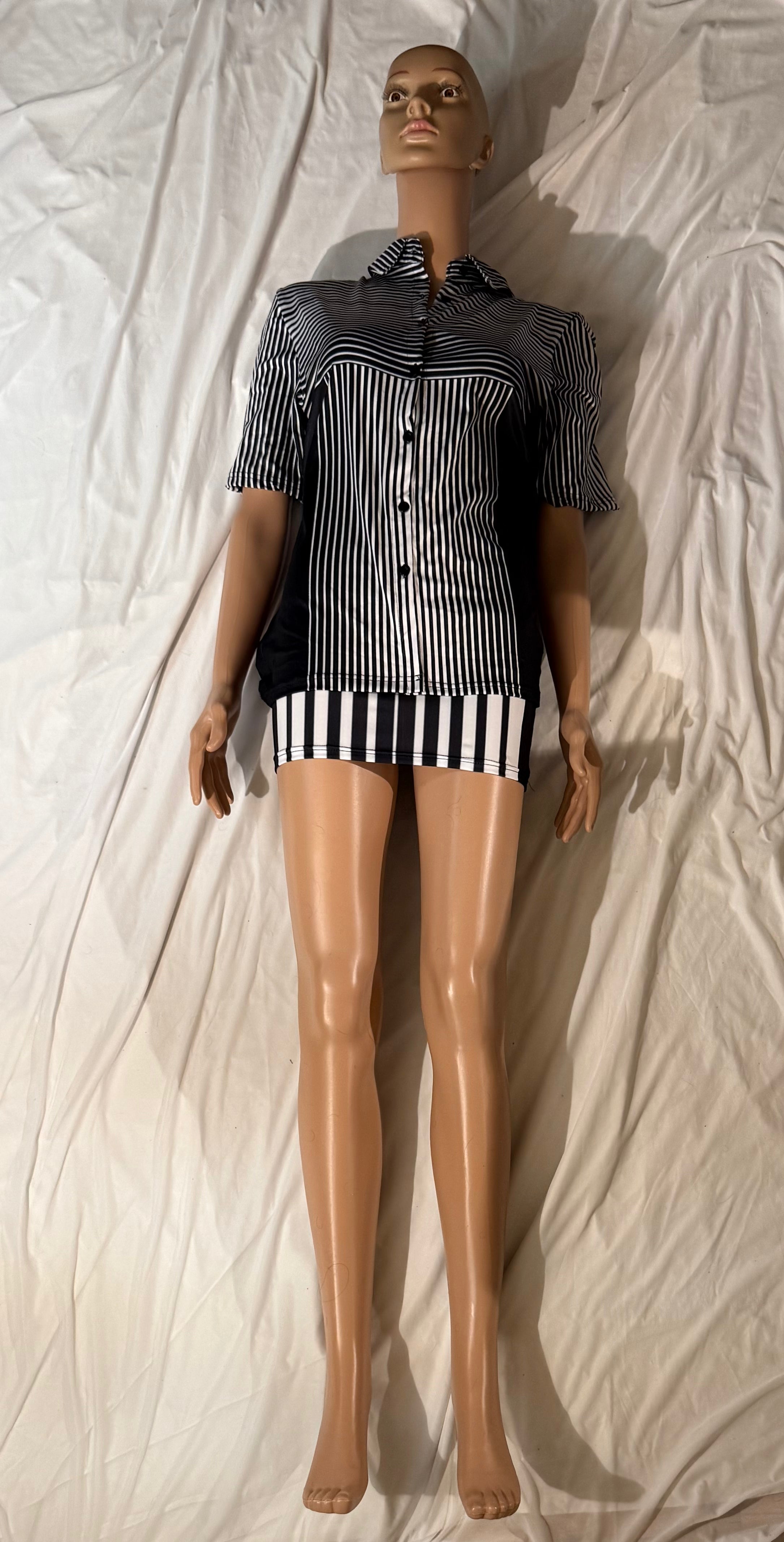 3D White Lines, Lower Waist. Mini Skirt - Versatile Fashion for Every Occasion