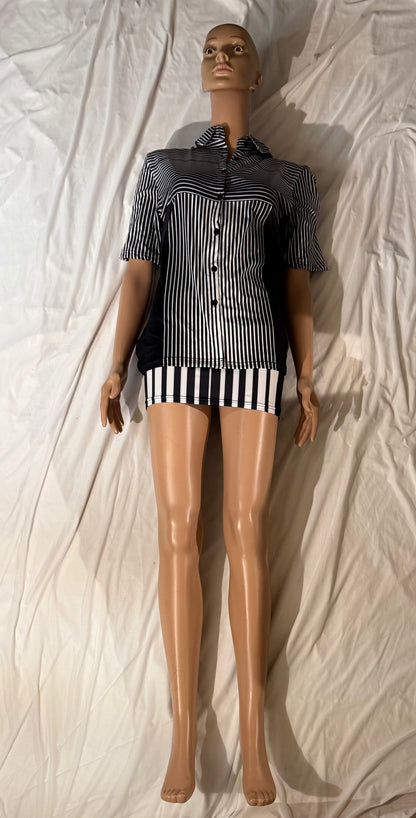 3D White Lines, Lower Waist. Mini Skirt - Versatile Fashion for Every Occasion