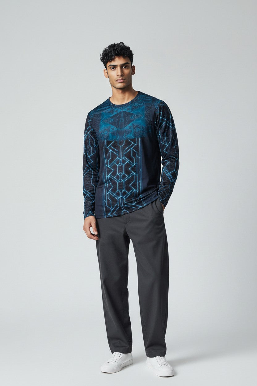 Penthouse Teal Long Sleeve Tee — Men&